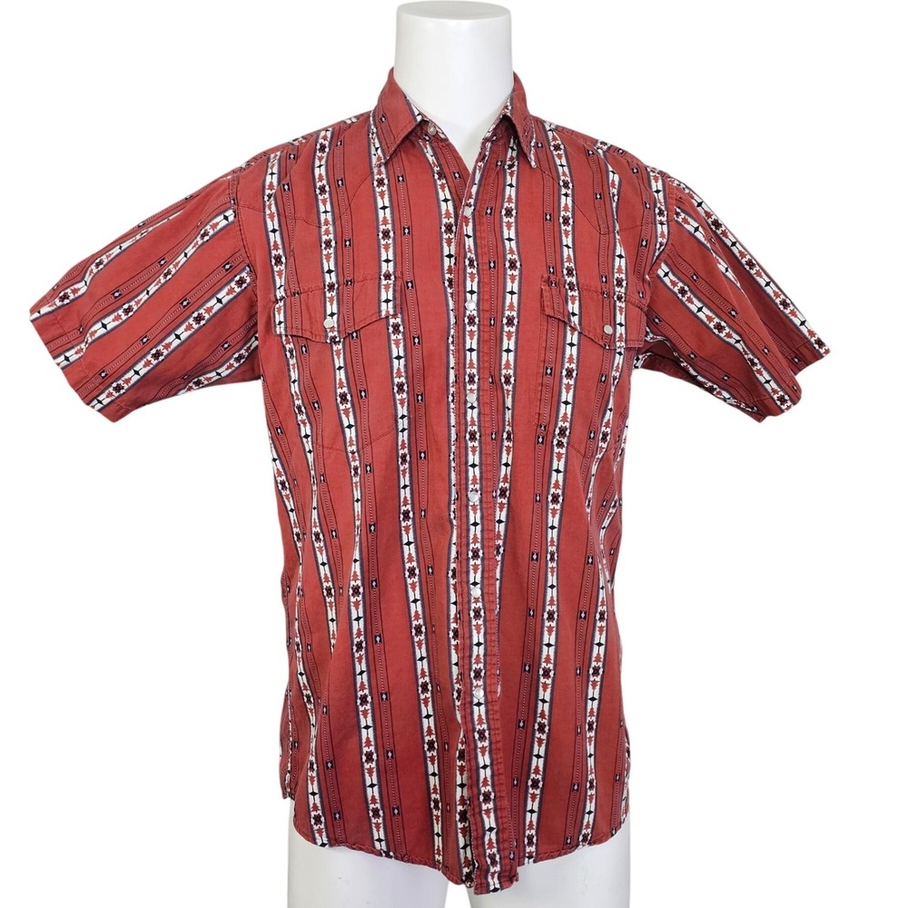 Vintage 90s Cumberland Outfitters Western Aztec Stripe Snap Shirt Medium